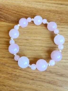 Pink Rose Quartz Beads Bracelet, Stretch, Hand Crafted
